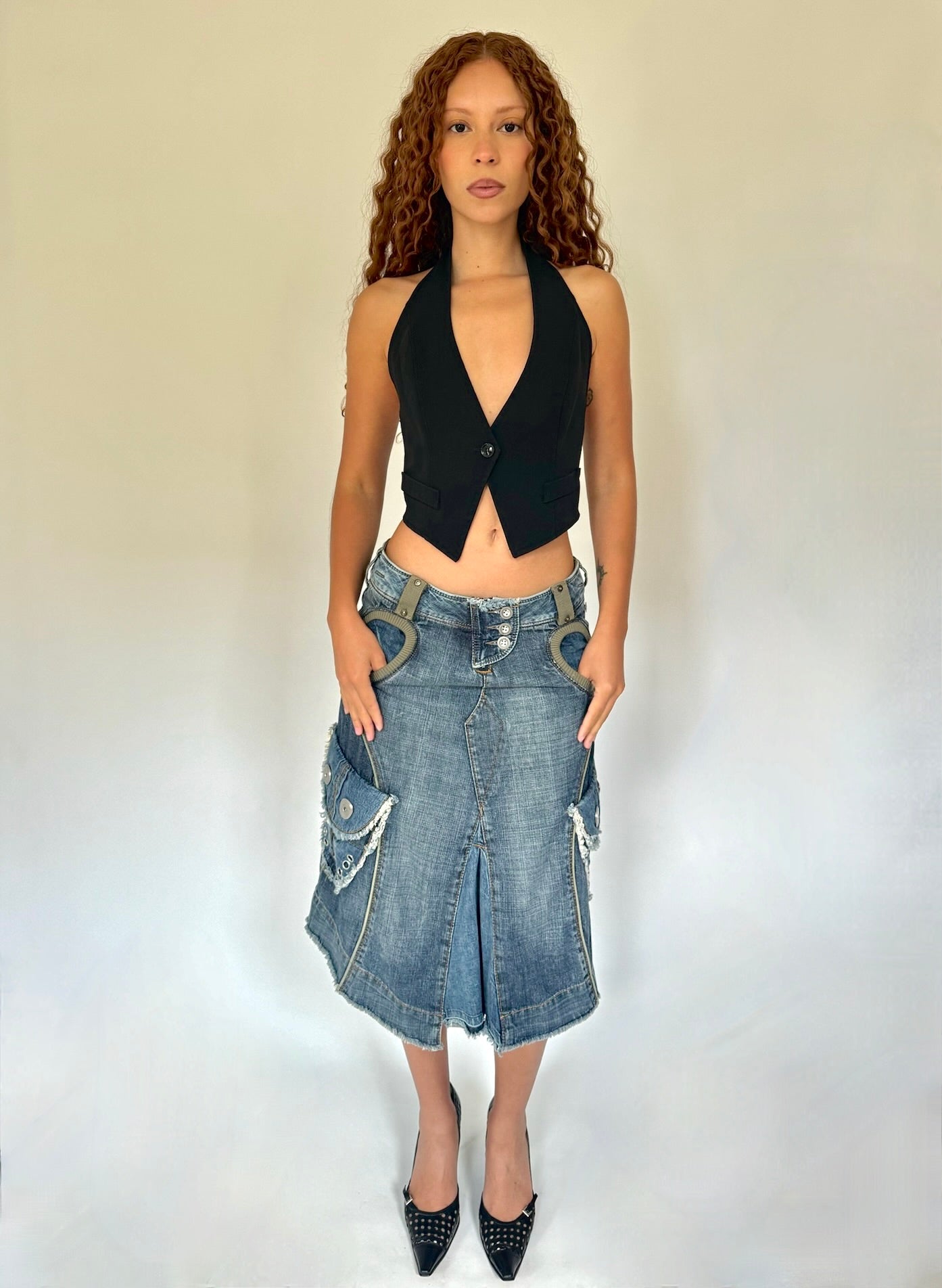 Black halter vest