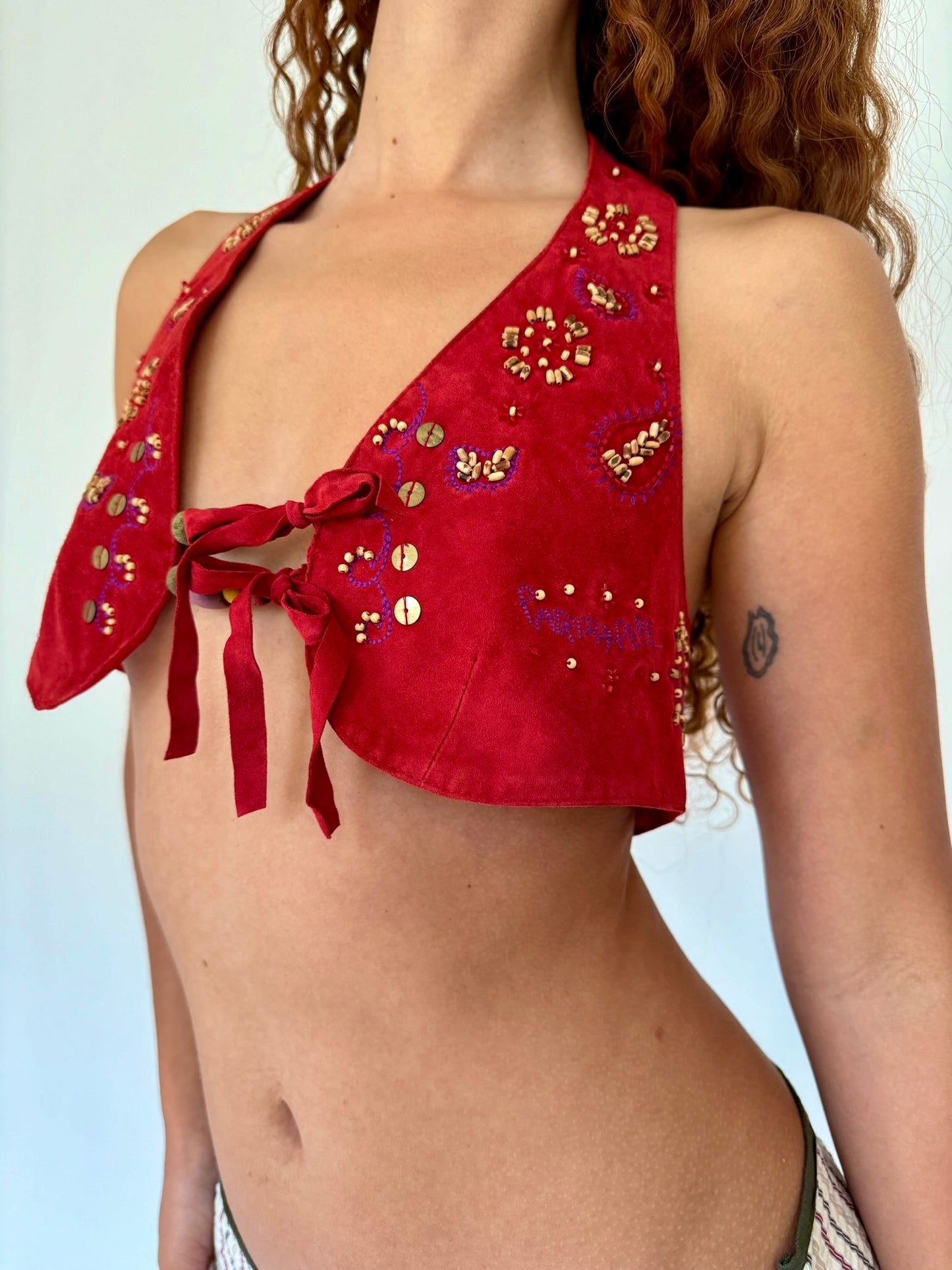 Patrizia Pepe Suede Bra Top