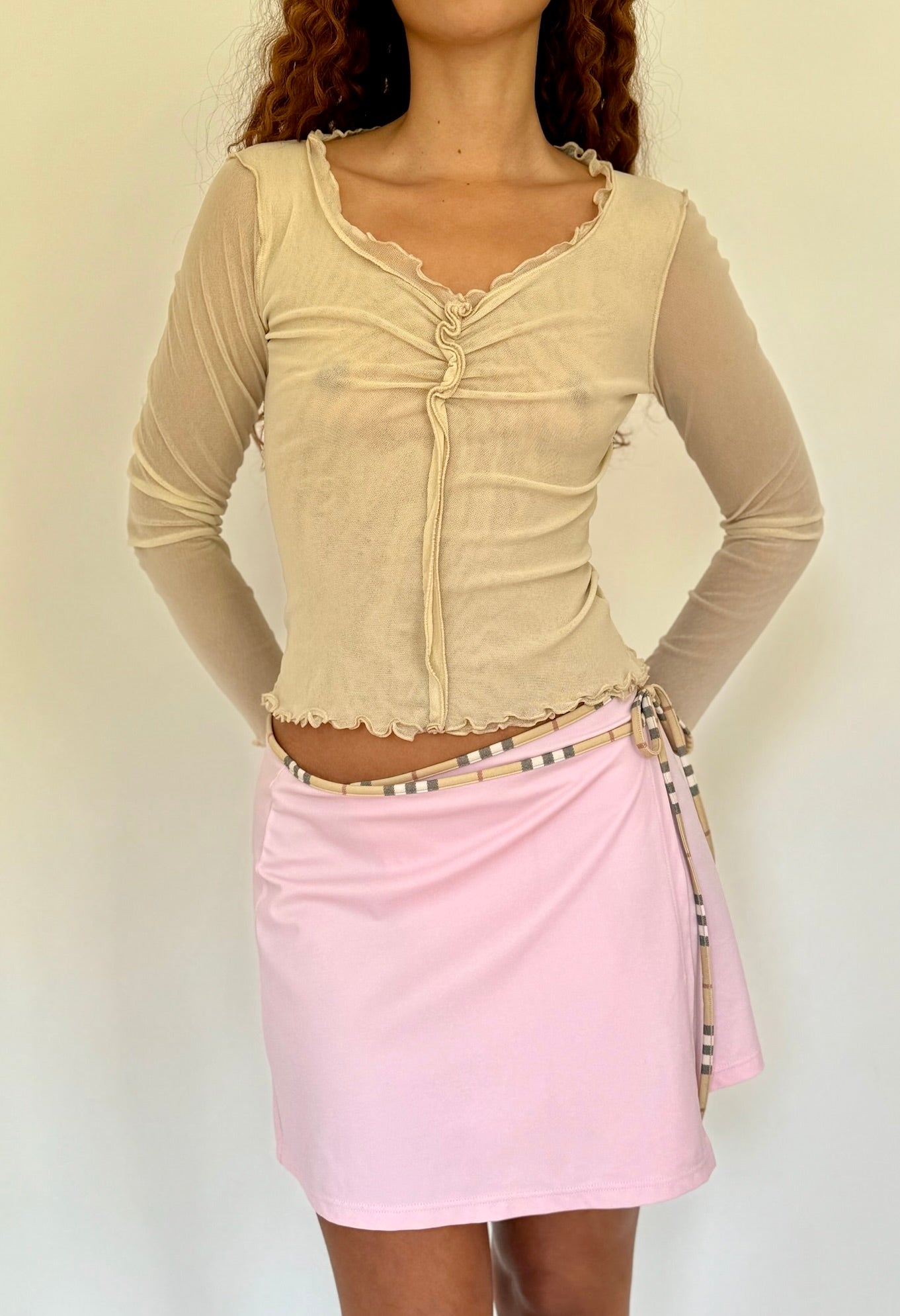 Mesh Ruffle Top