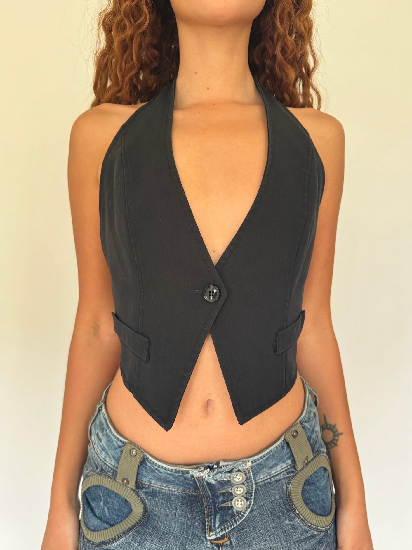 Black halter vest