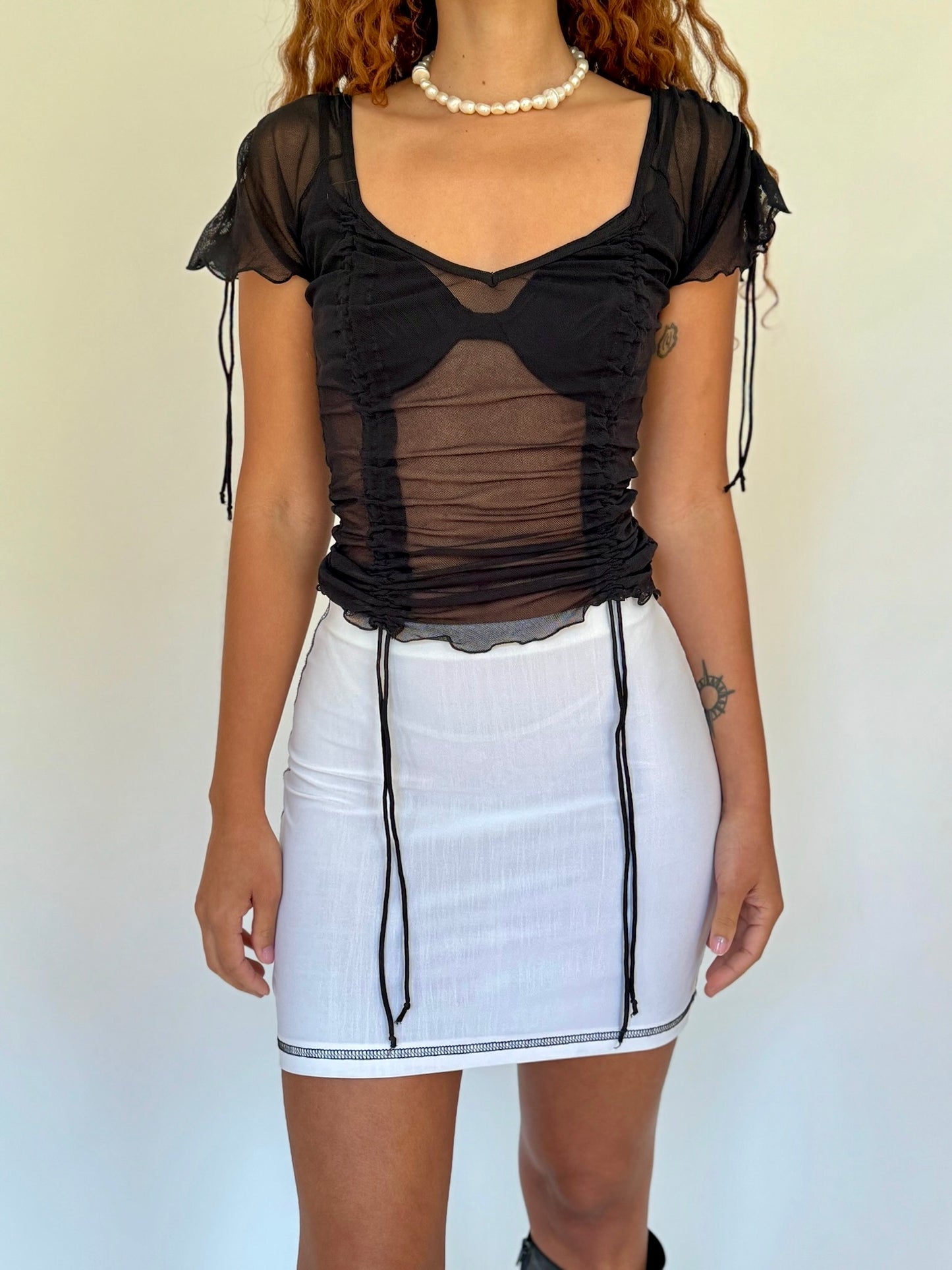Mesh Ruched Blouse