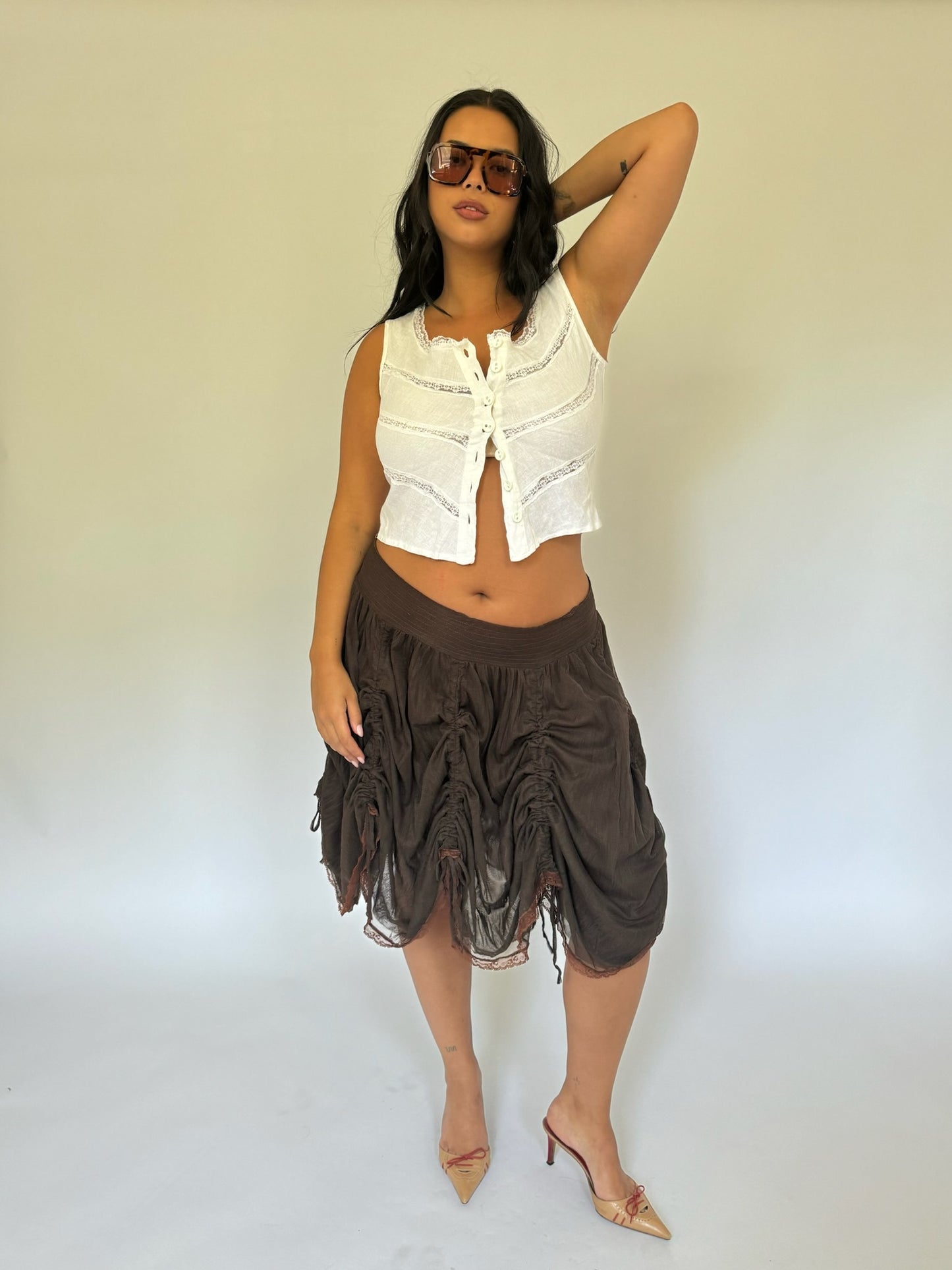 Mesh Ruffle Skirt