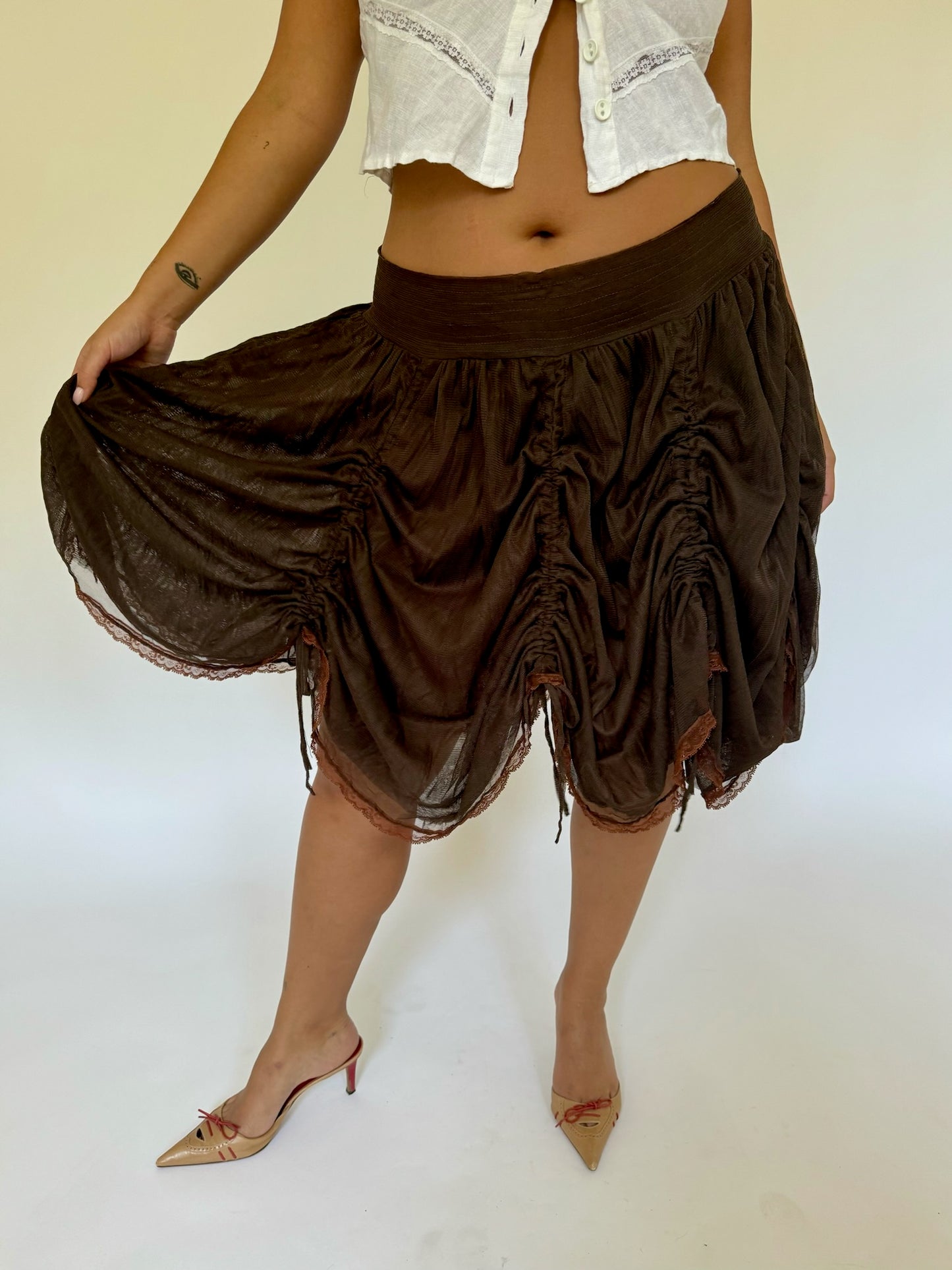 Mesh Ruffle Skirt