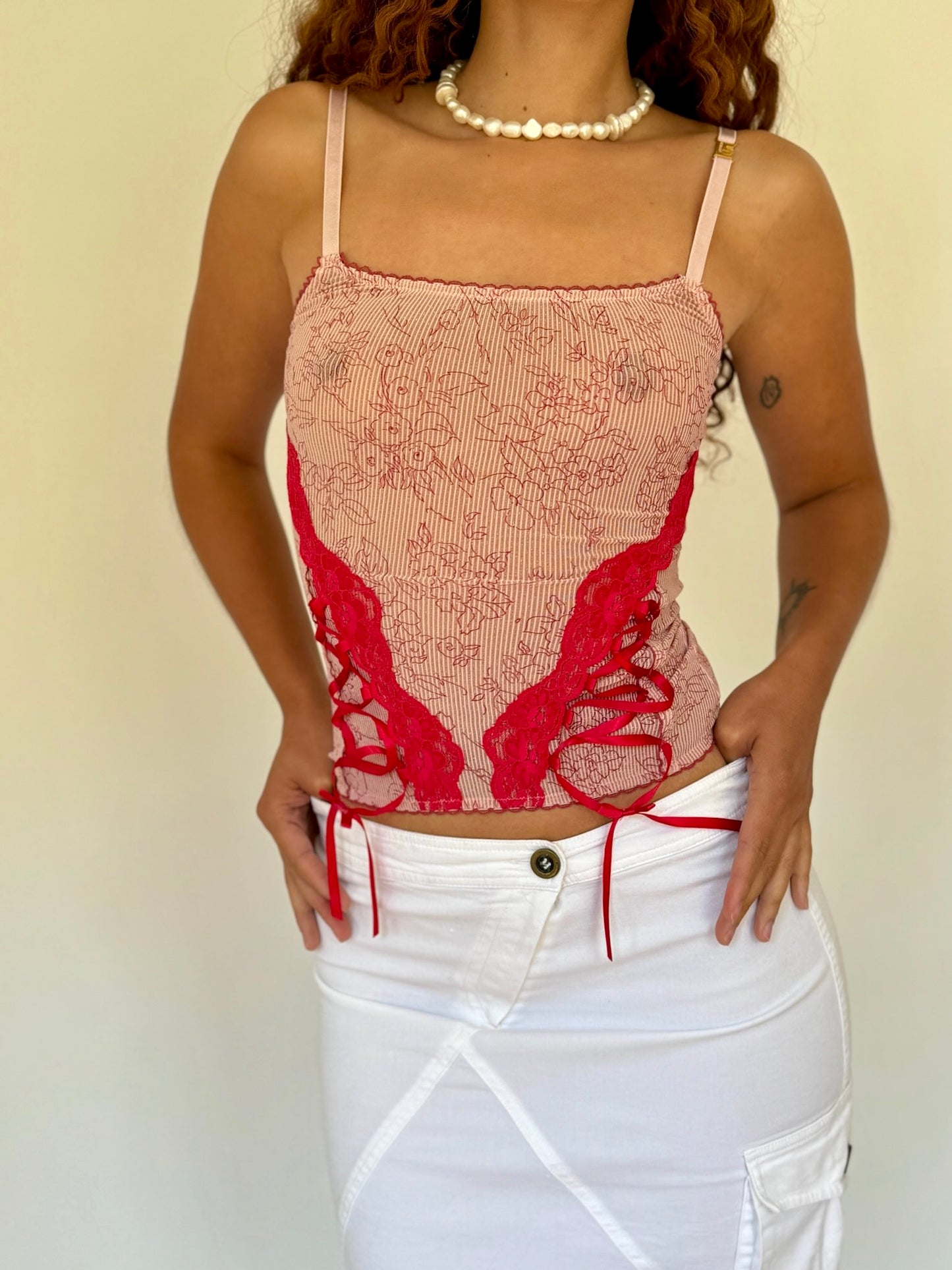 Floral Lace Up Tank