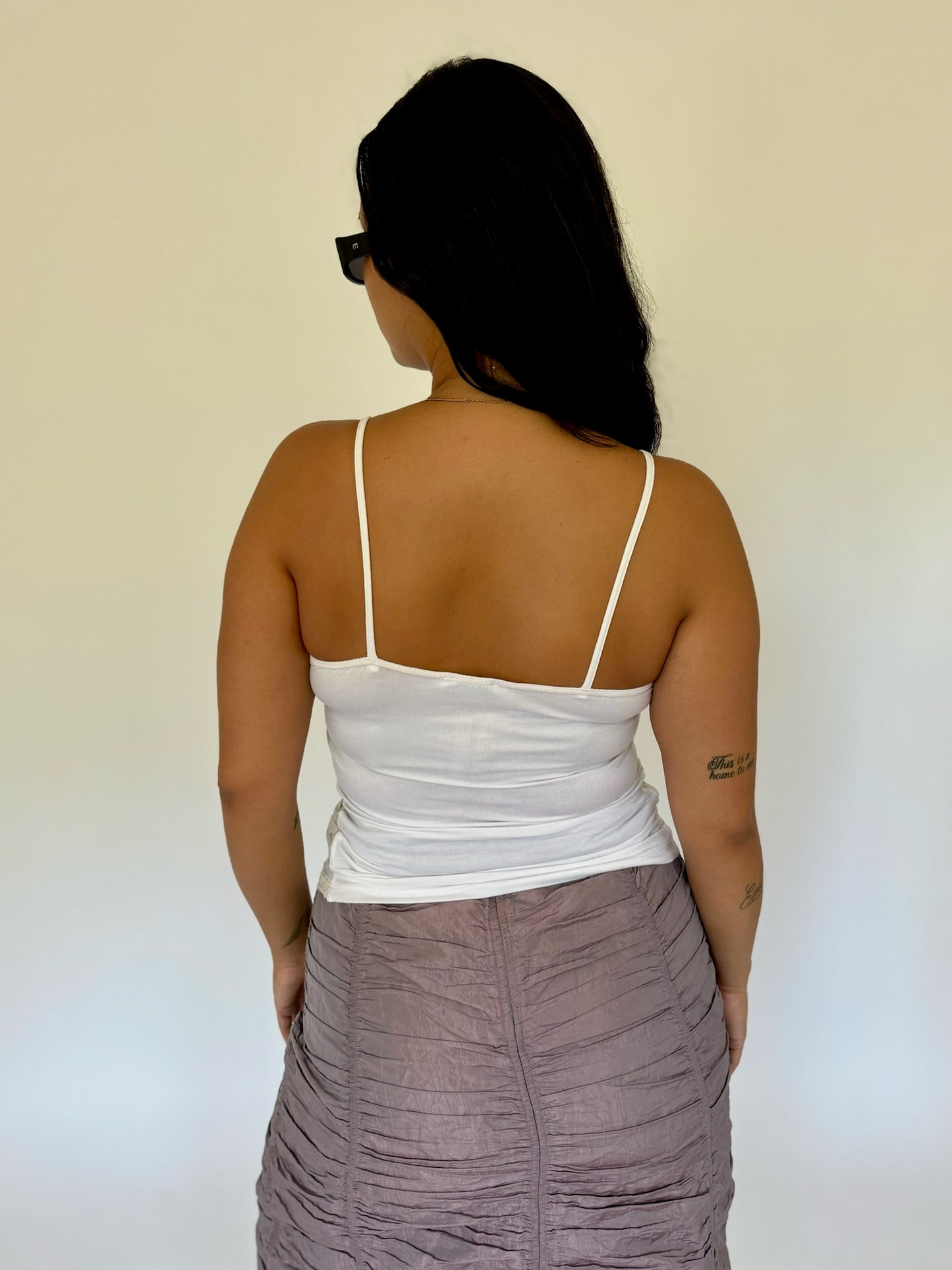 White Lace Up Cami