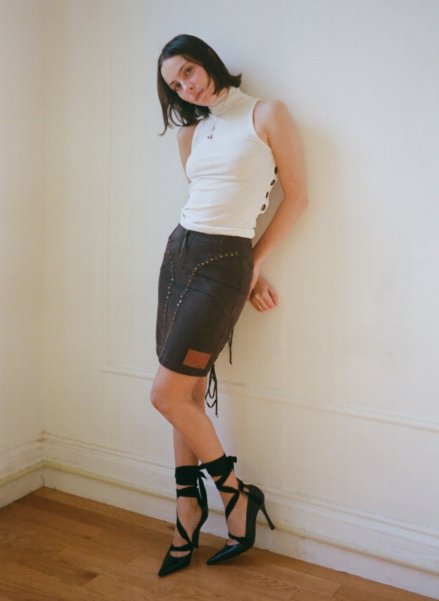 Studded Denim Skirt