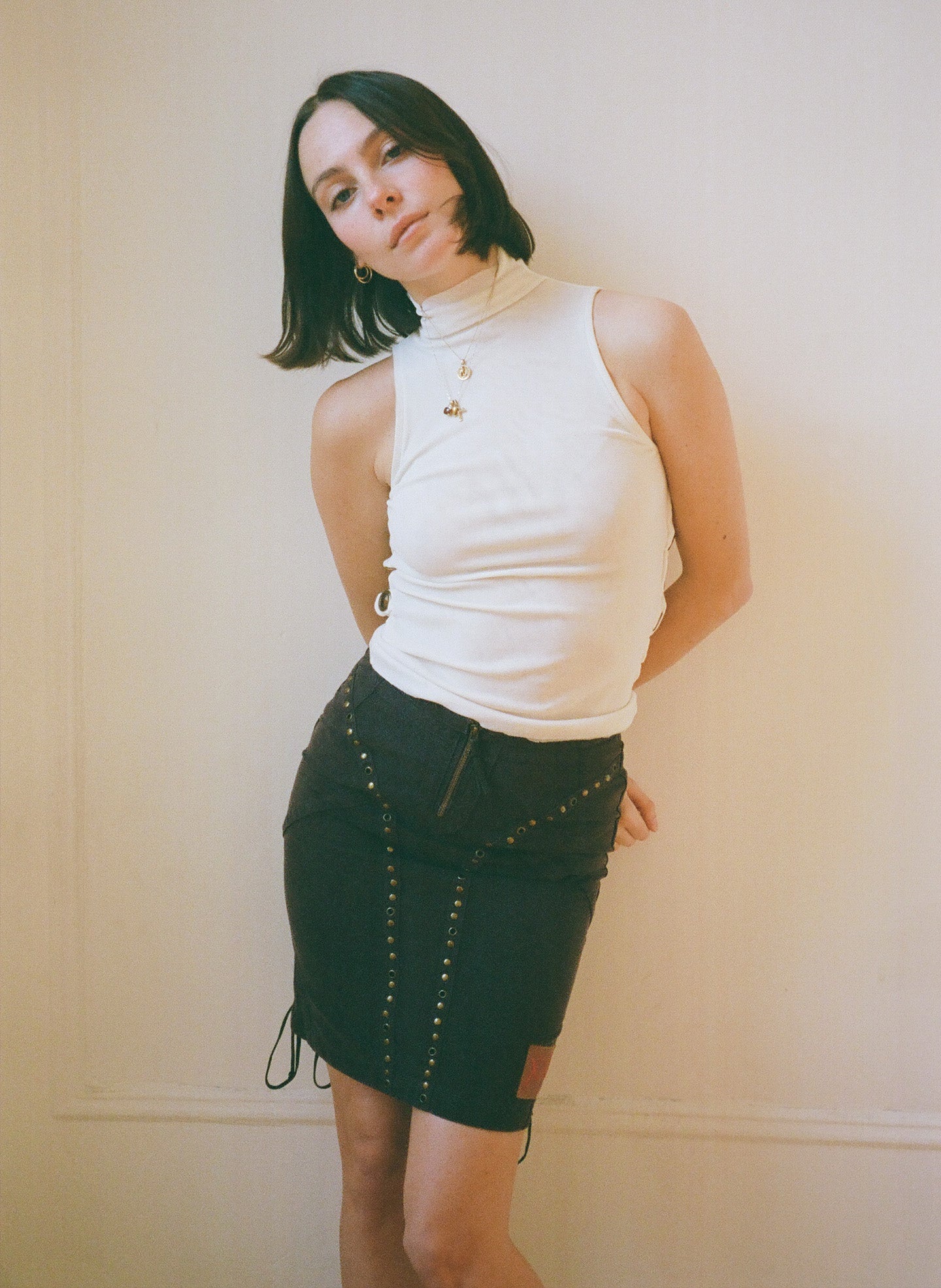 Studded Denim Skirt