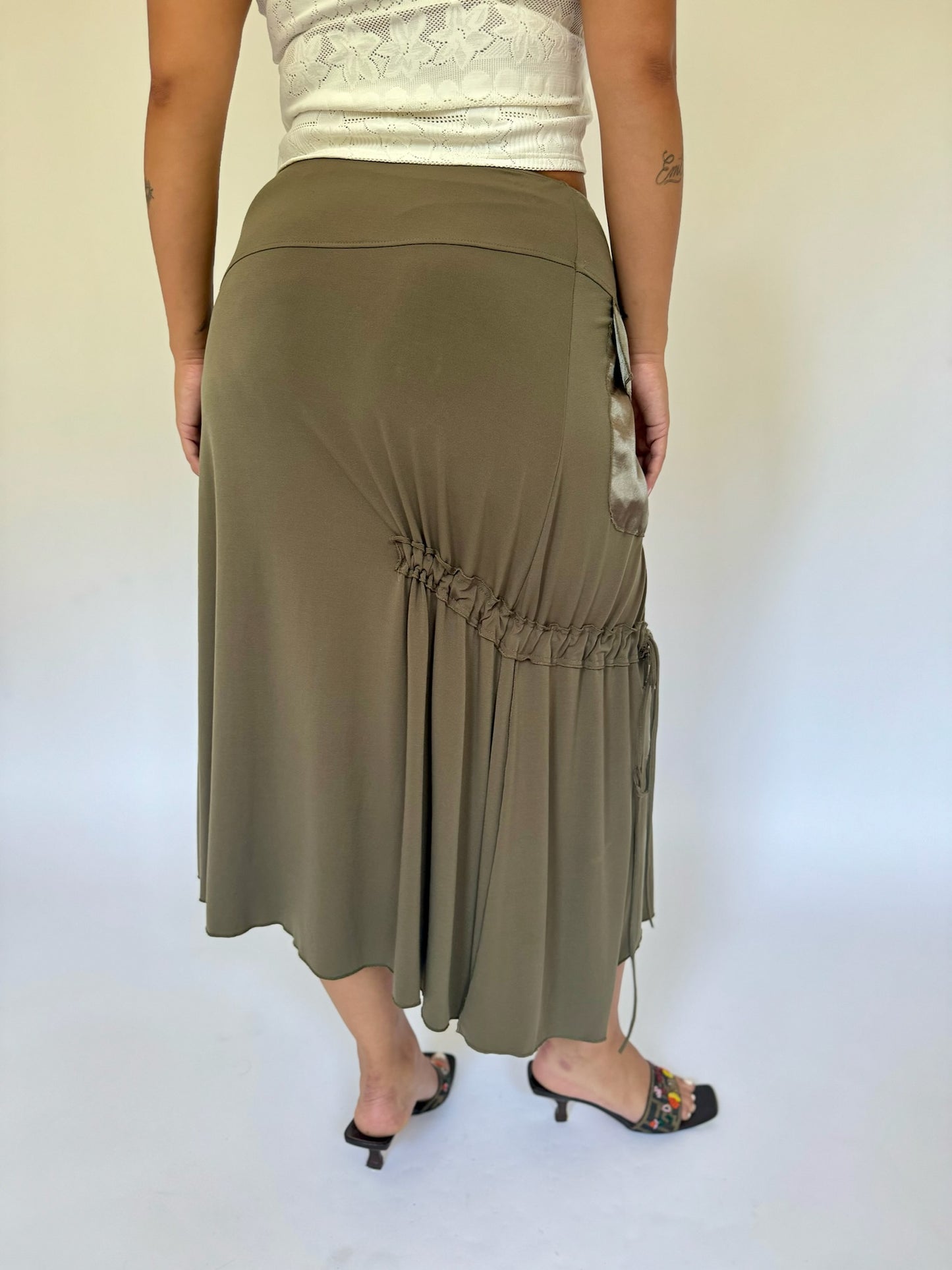 Olive Slinky Skirt