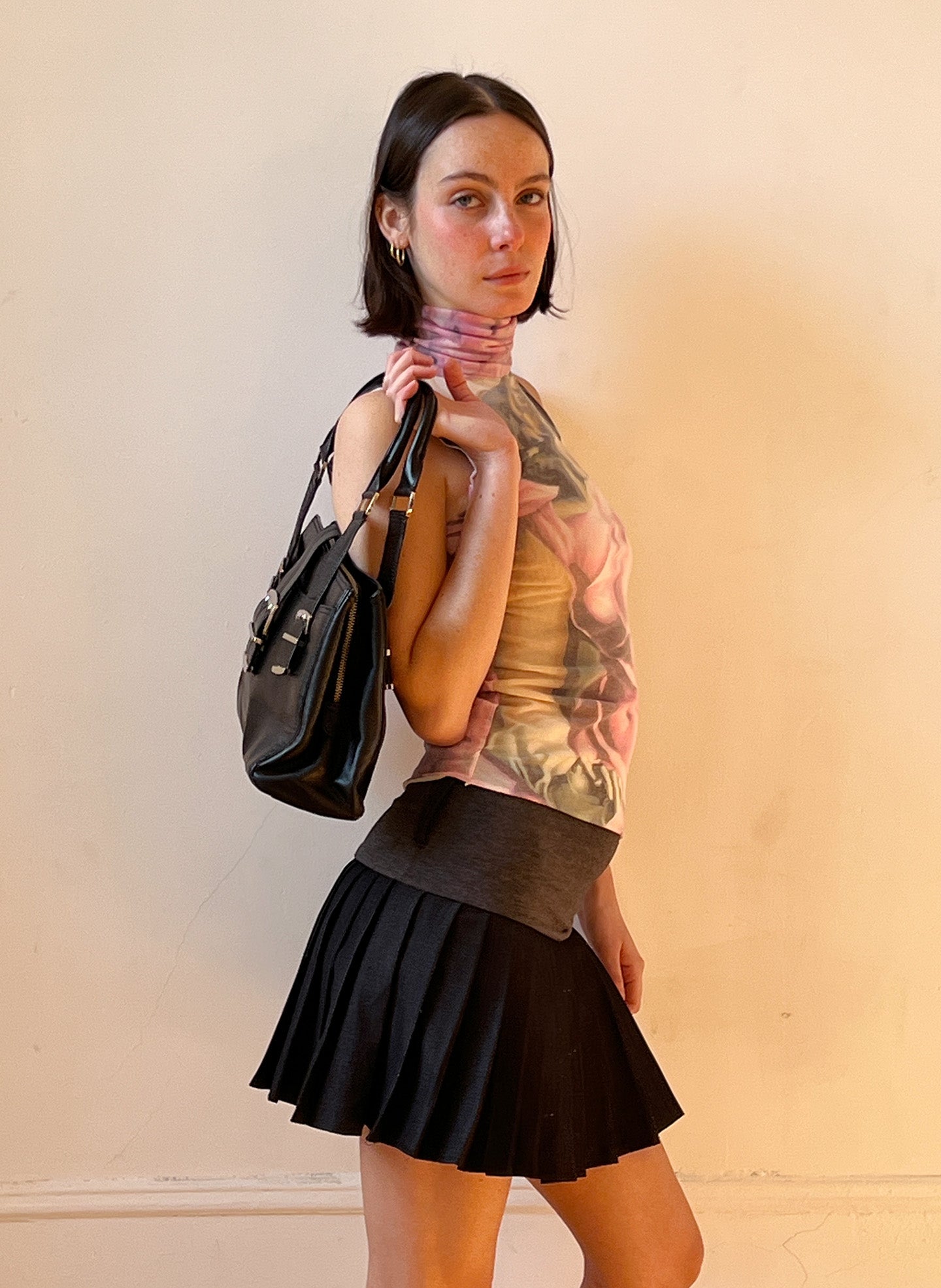 Pink Mesh Mockneck