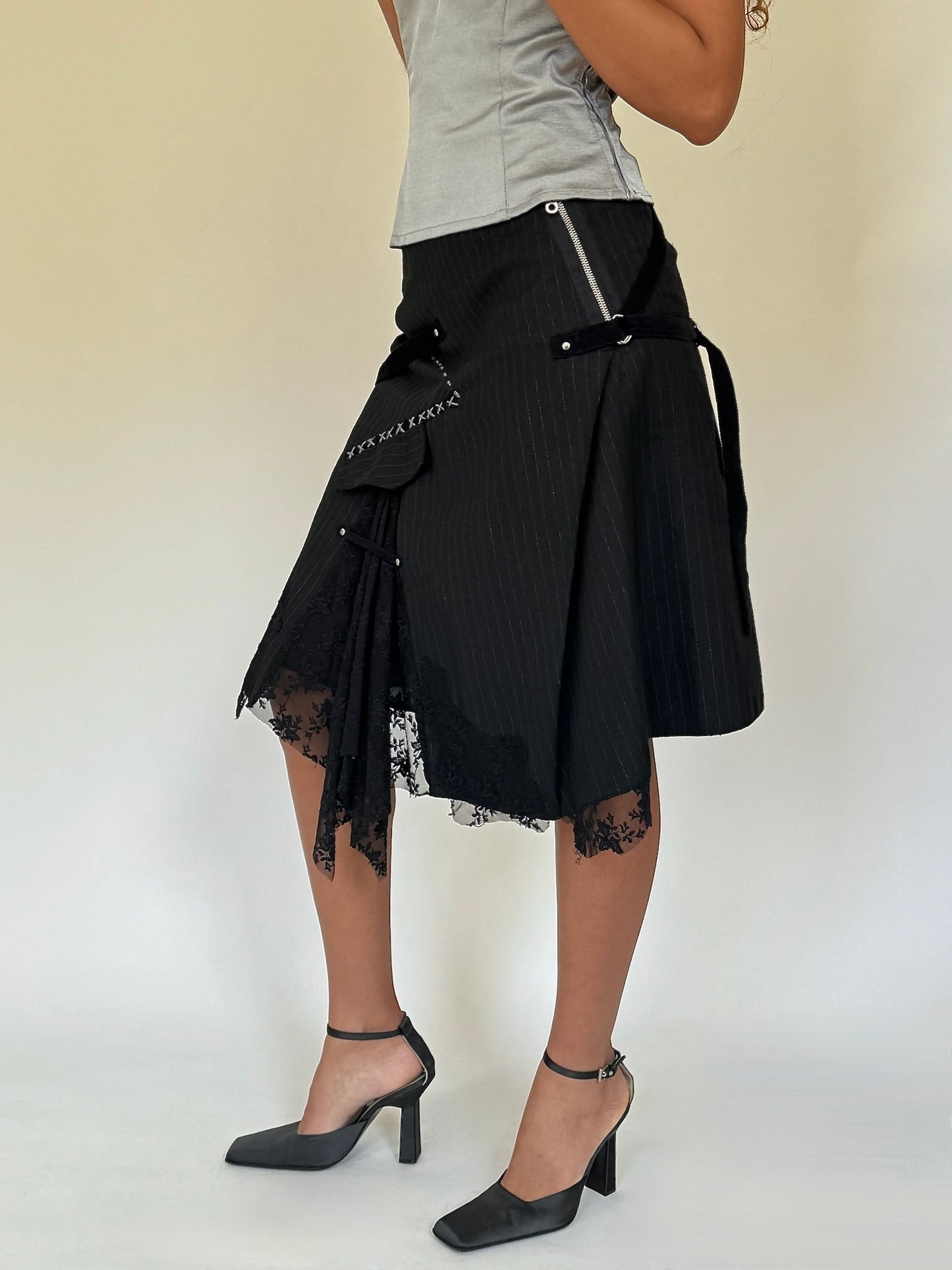 Pinstripe Utility Skirt