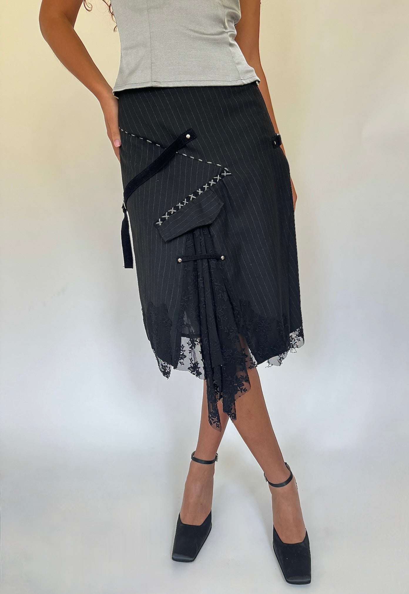 Pinstripe Utility Skirt