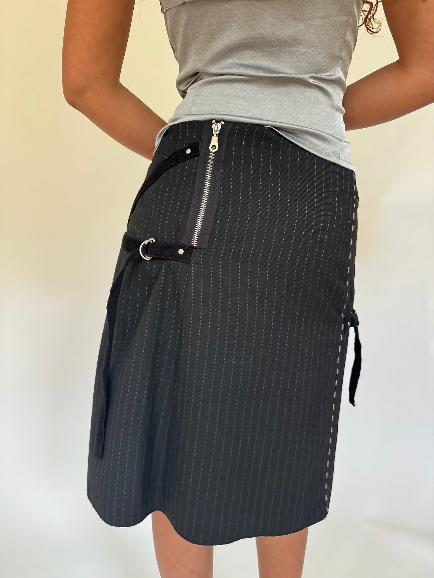 Pinstripe Utility Skirt