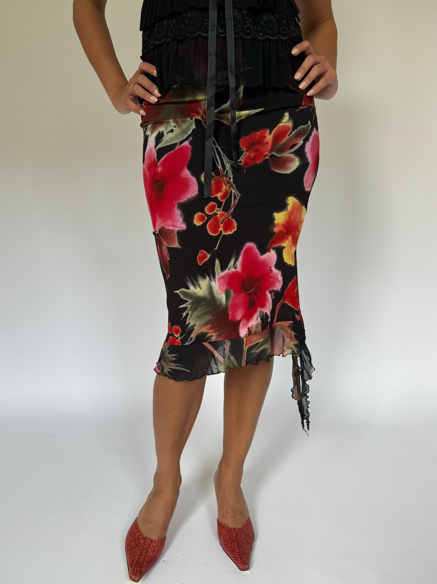 Floral Mesh Skirt