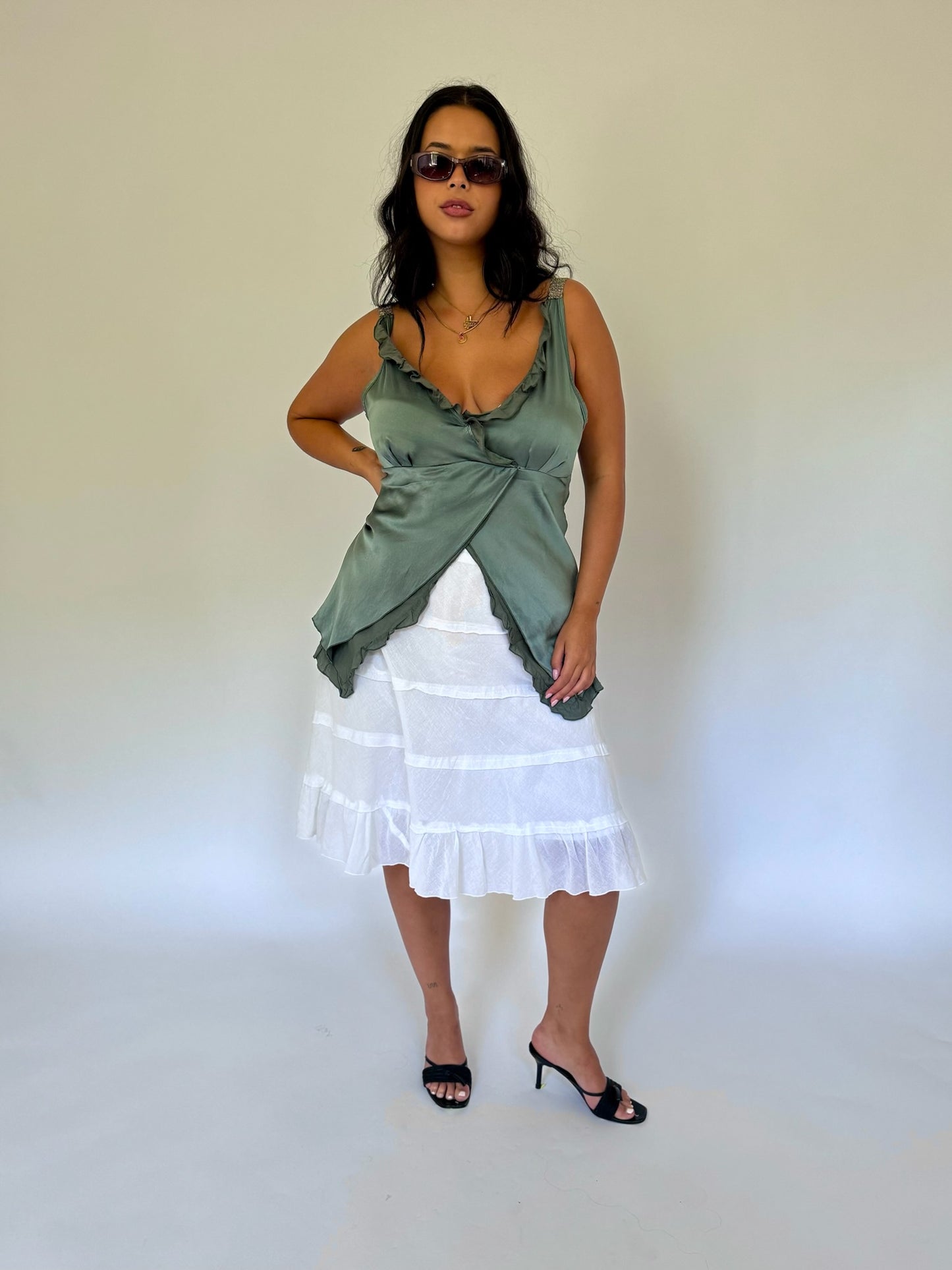 Sage Ruffle Tank