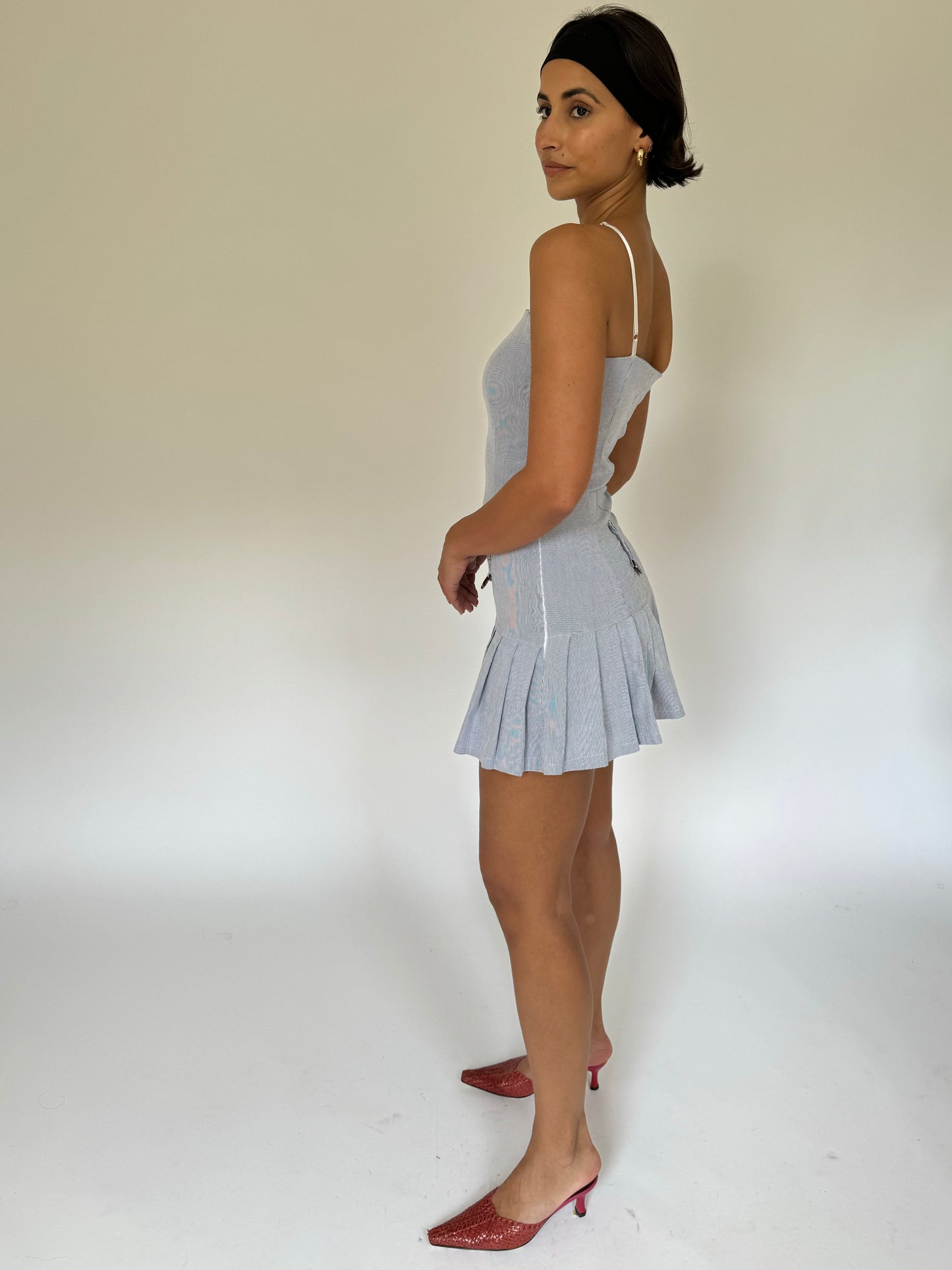 Pinstripe Pleated Mini