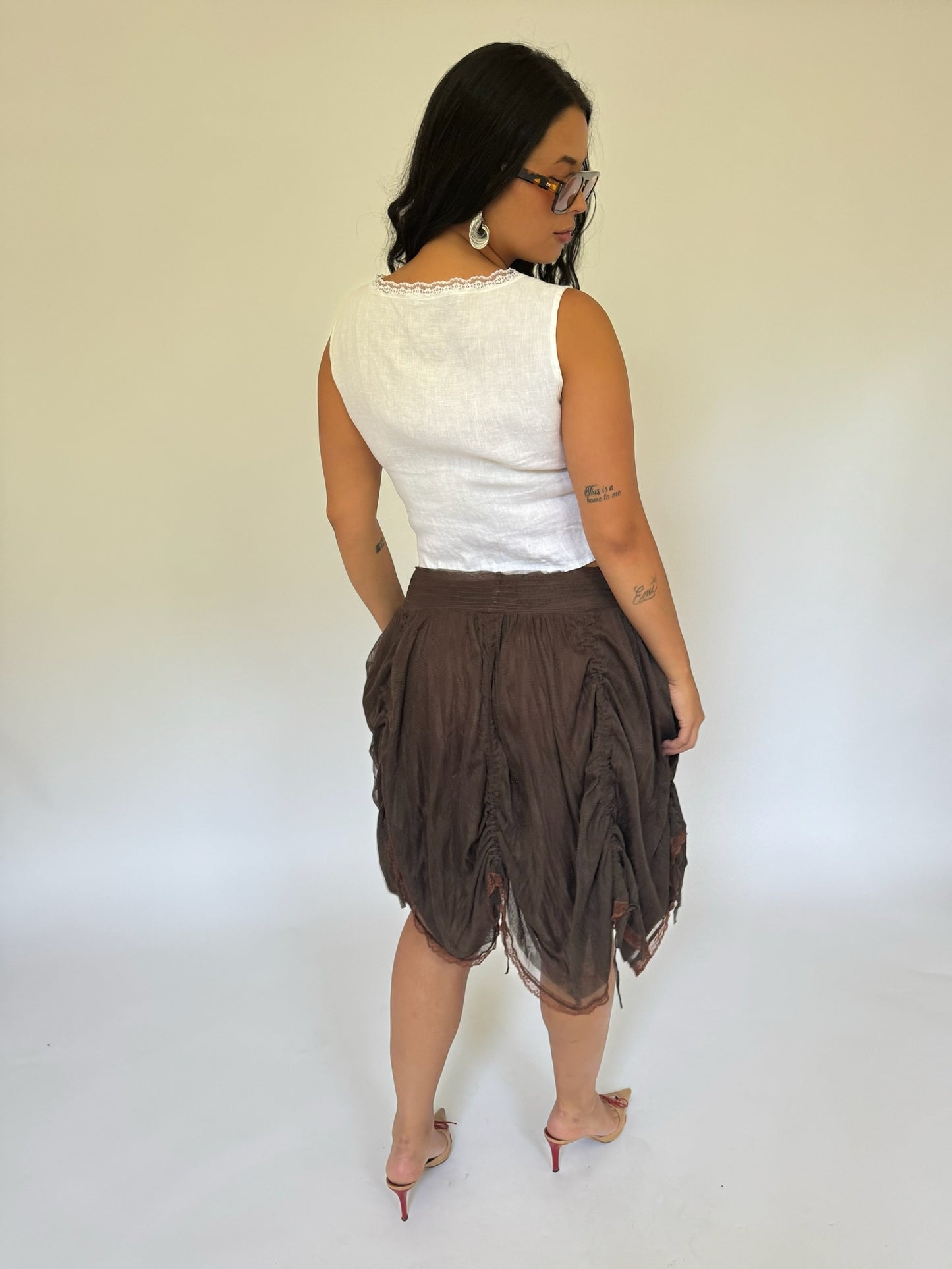 Mesh Ruffle Skirt