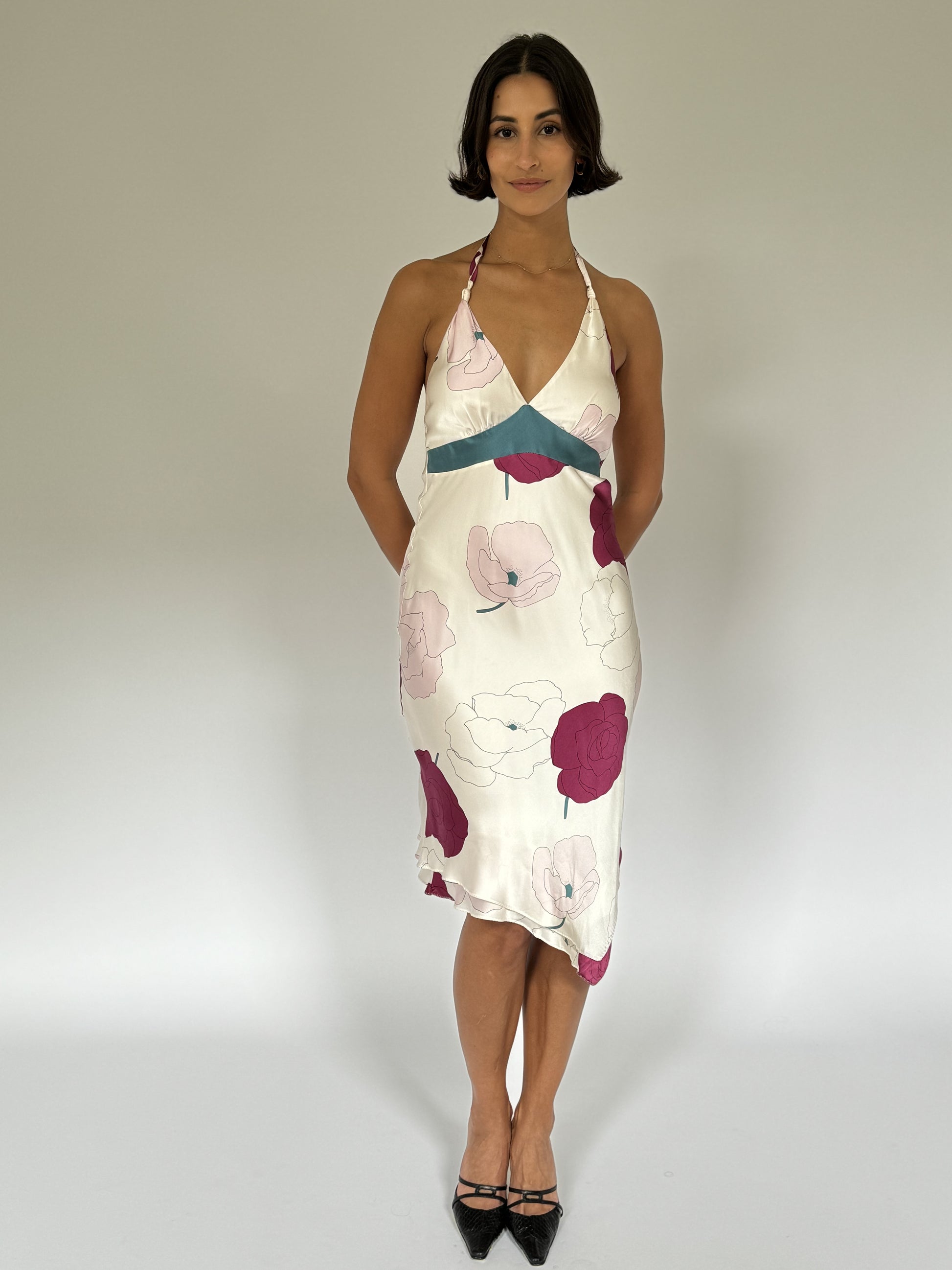 poleci silk dress 100% silk Poleci Purple and Green tie dye